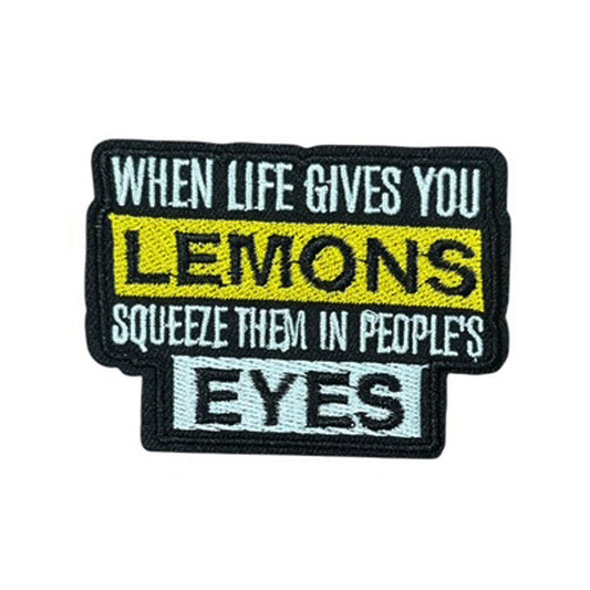 When Life Gives You Lemons Iron On Morale Patch, measuring 7.7x6cm, is a striking and durable addition to personalize your gear with style and toughness. Crafted with high-quality embroidery, this patch features a versatile pattern that blends seamlessly with various tactical and outdoor equipment. www.moralepatches.com.au
