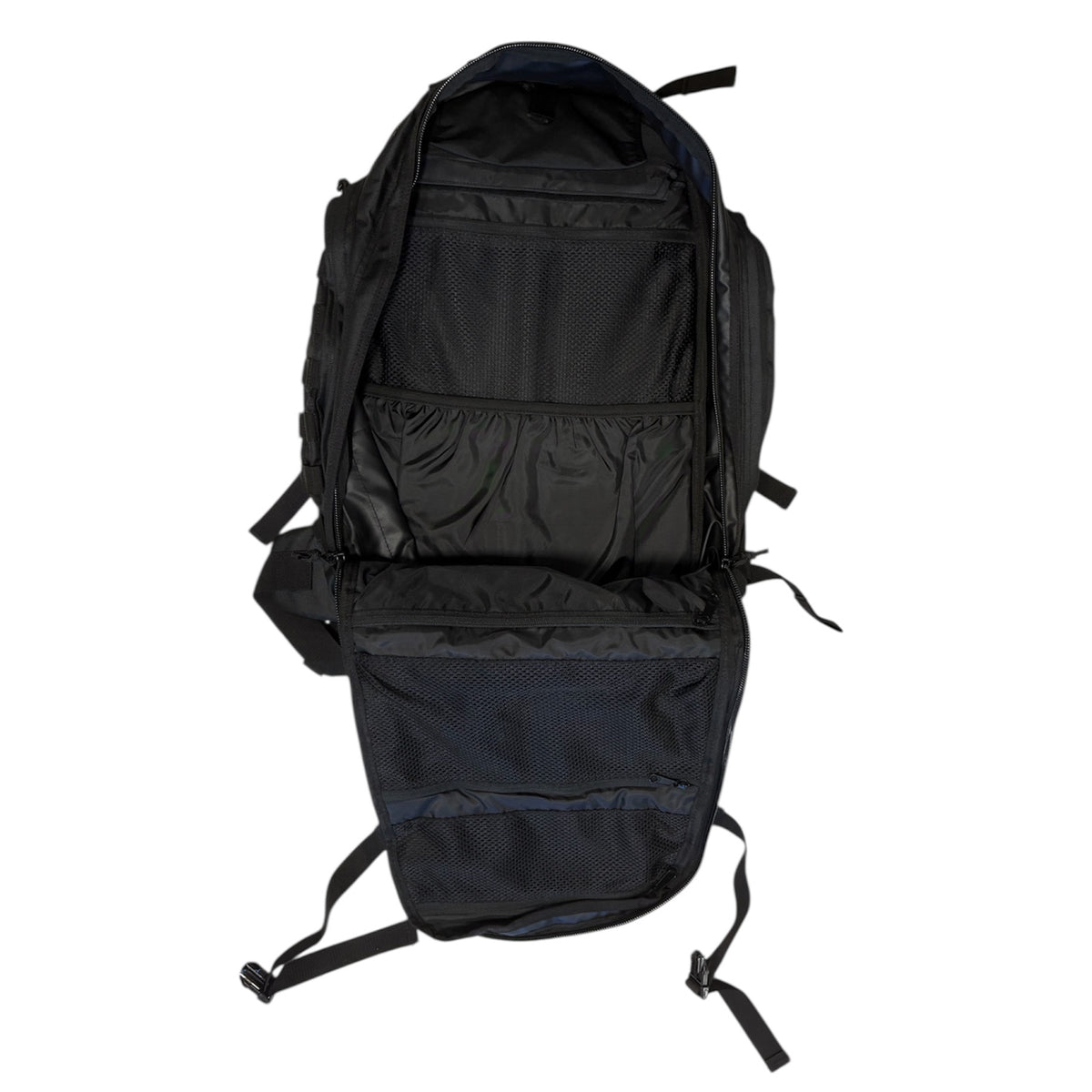The Tactical 45LT Patrol Pack is designed for 2-3 day missions, featuring two main compartments for efficient gear organization. It includes a front pocket with an internal organizer, a dedicated hydration pocket, and a protective pouch for sunglasses. www.moralepatches.com.au