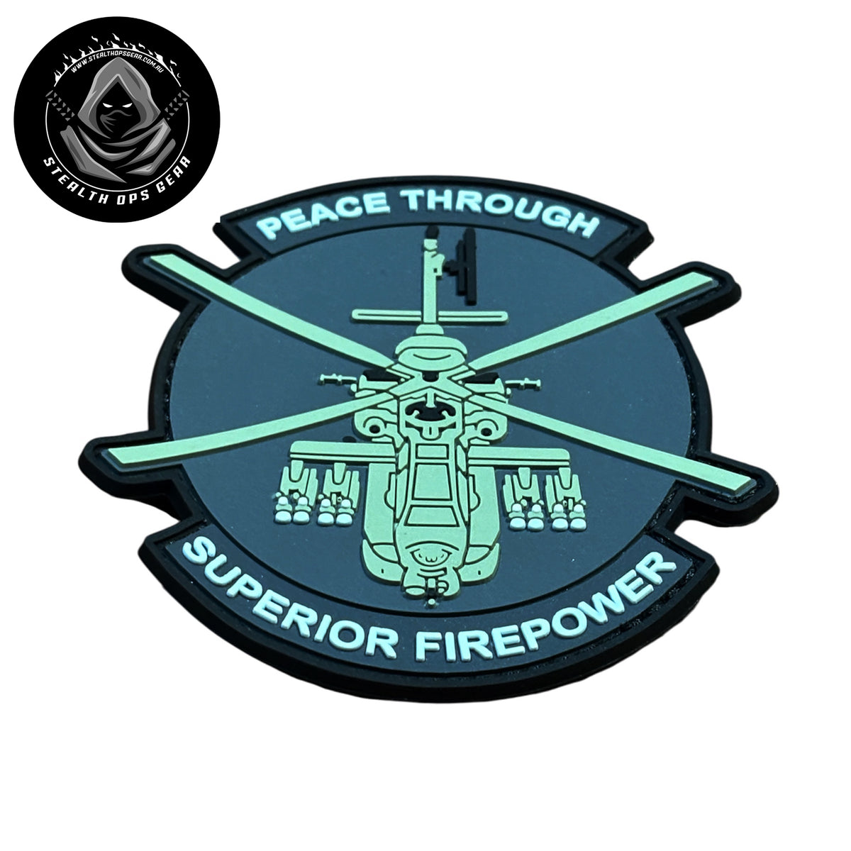Peace Through Firepower PVC Morale Patch by Stealth Ops Gear. This bold PVC morale patch delivers attitude and authenticity to your tactical gear, backpack, or everyday carry. At 9x9cm, it's sized perfectly for visibility without overwhelming your setup.  www.moralepatches.com.au