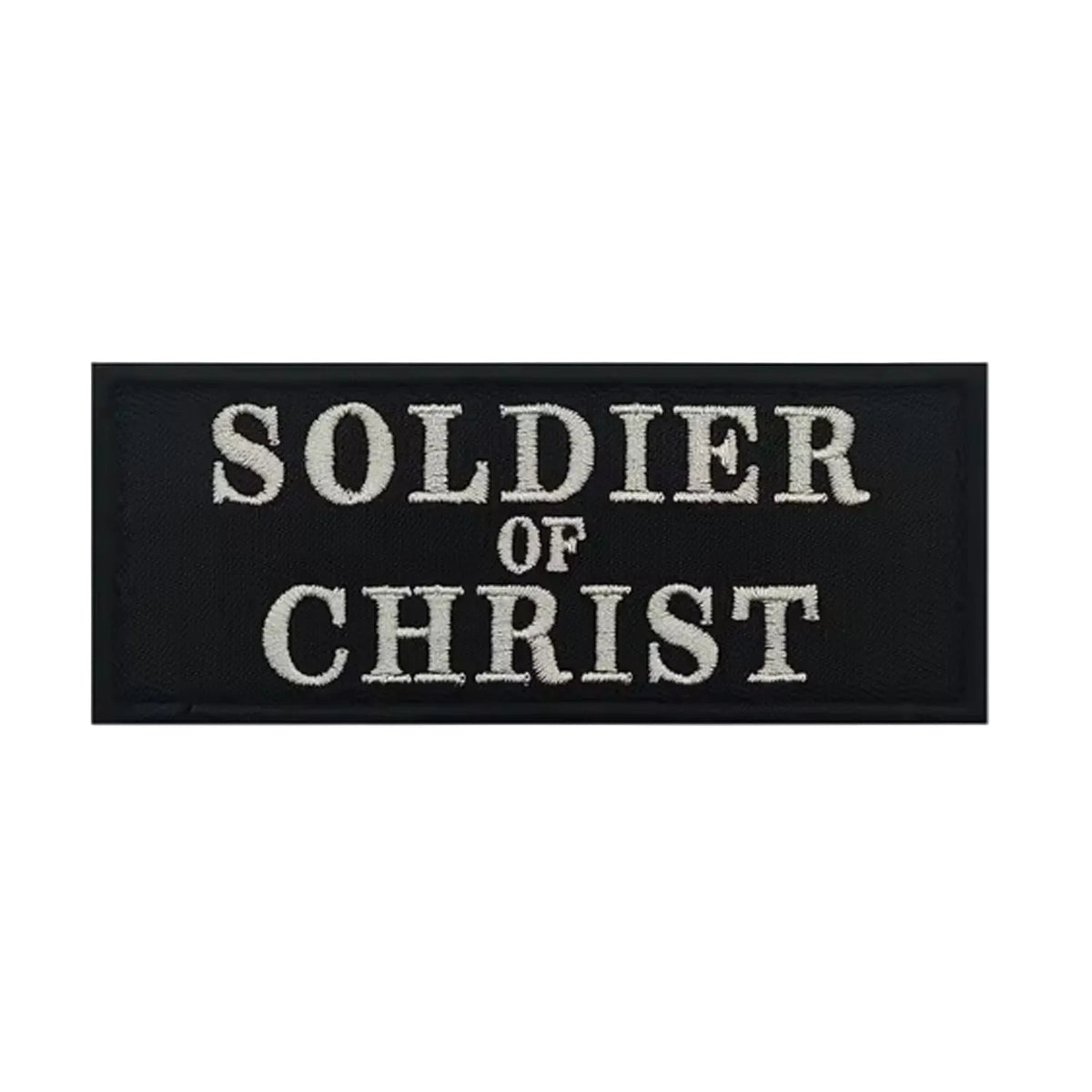 Unleash your soldier spirit with the Soldier Of Christ Embroidery Patch Hook &amp; Loop! Featuring an embroidered design and hook &amp; loop backing, this 10x4cm patch is the perfect addition to your collection. Show off your unapologetic confidence and unique sense of humour with this high-quality product. www.moralepatches.com.au