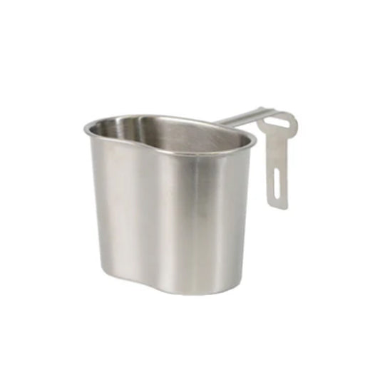 This authentic military-issue stainless steel cup represents genuine ADF heritage, spanning from the late 1980s through 2013. Crafted from durable stainless steel with a convenient folding handle, it's designed to fit seamlessly over the standard plastic canteen.  www.moralepatches.com.au