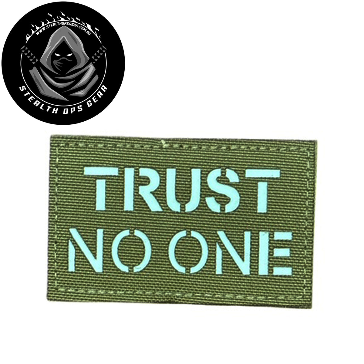 Trust No One Laser Cut Coyote Morale Patch - Stealth Ops Gear, measuring 8x5cm, is a striking and durable addition to personalize your gear with style and toughness. Crafted with high-quality material, this patch features a versatile pattern that blends seamlessly with various tactical and outdoor equipment. www.moralepatches.com.au