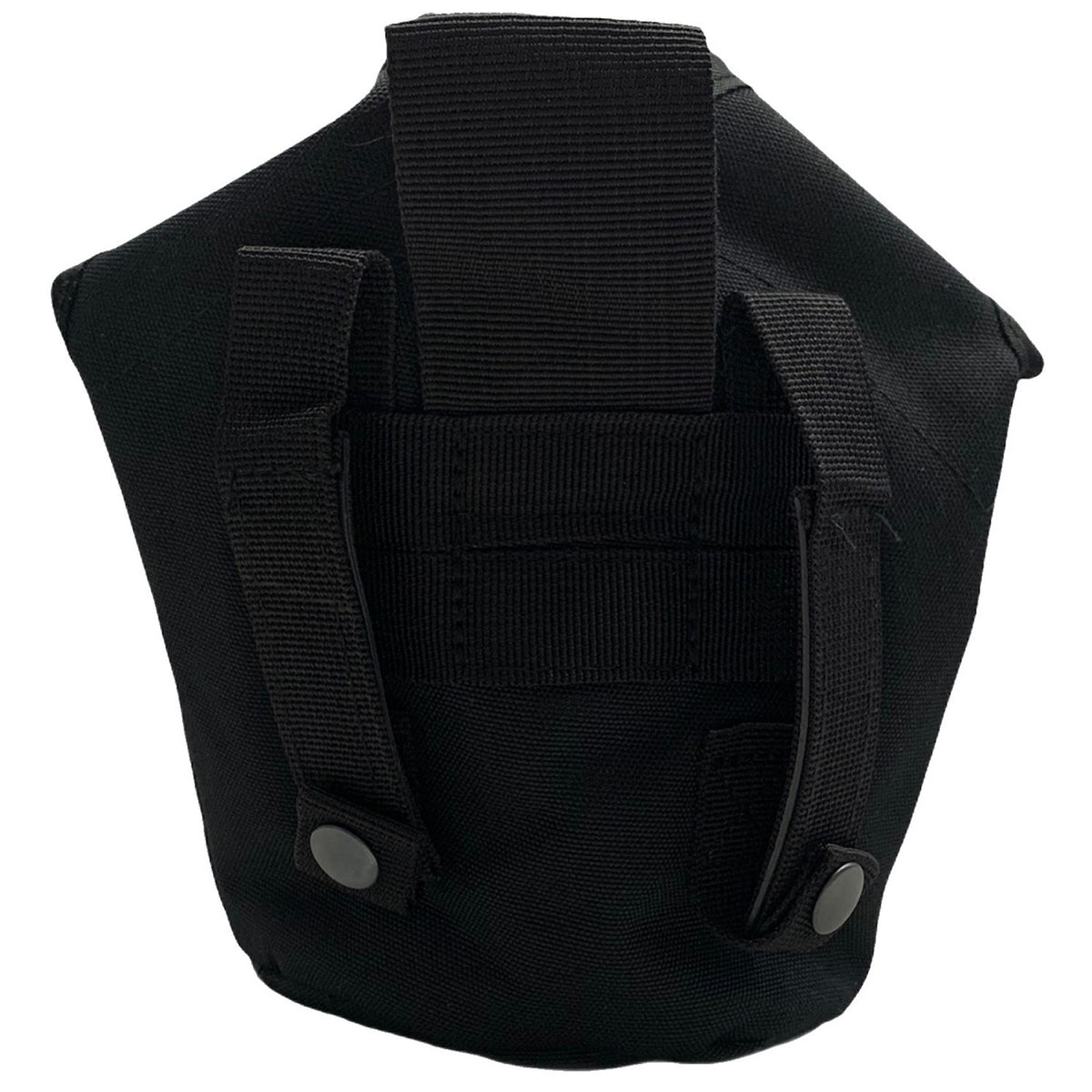 Can fit a kidney cup with a water bottle in the main pouch  Can fit a hexamine stove in the front pocket  Made from heavy duty 900D 2 coats PU fabric  MOLLE fittings  Heavy duty webbing  Drainage holes on base