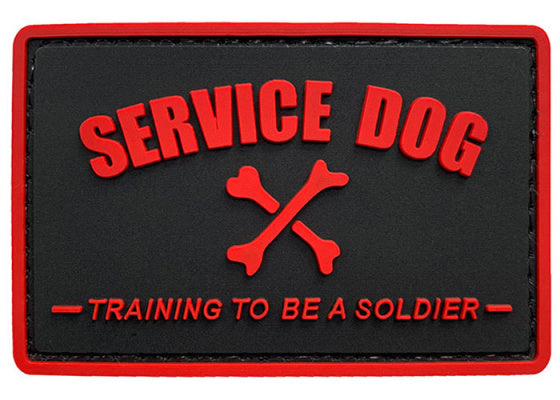 SERVICE DOG Training to be a Soldier PVC Patch, Velcro backed Badge. Great for attaching to your field gear, jackets, shirts, pants, jeans, hats or even create your own patch board.  Size: 7.5x5cm