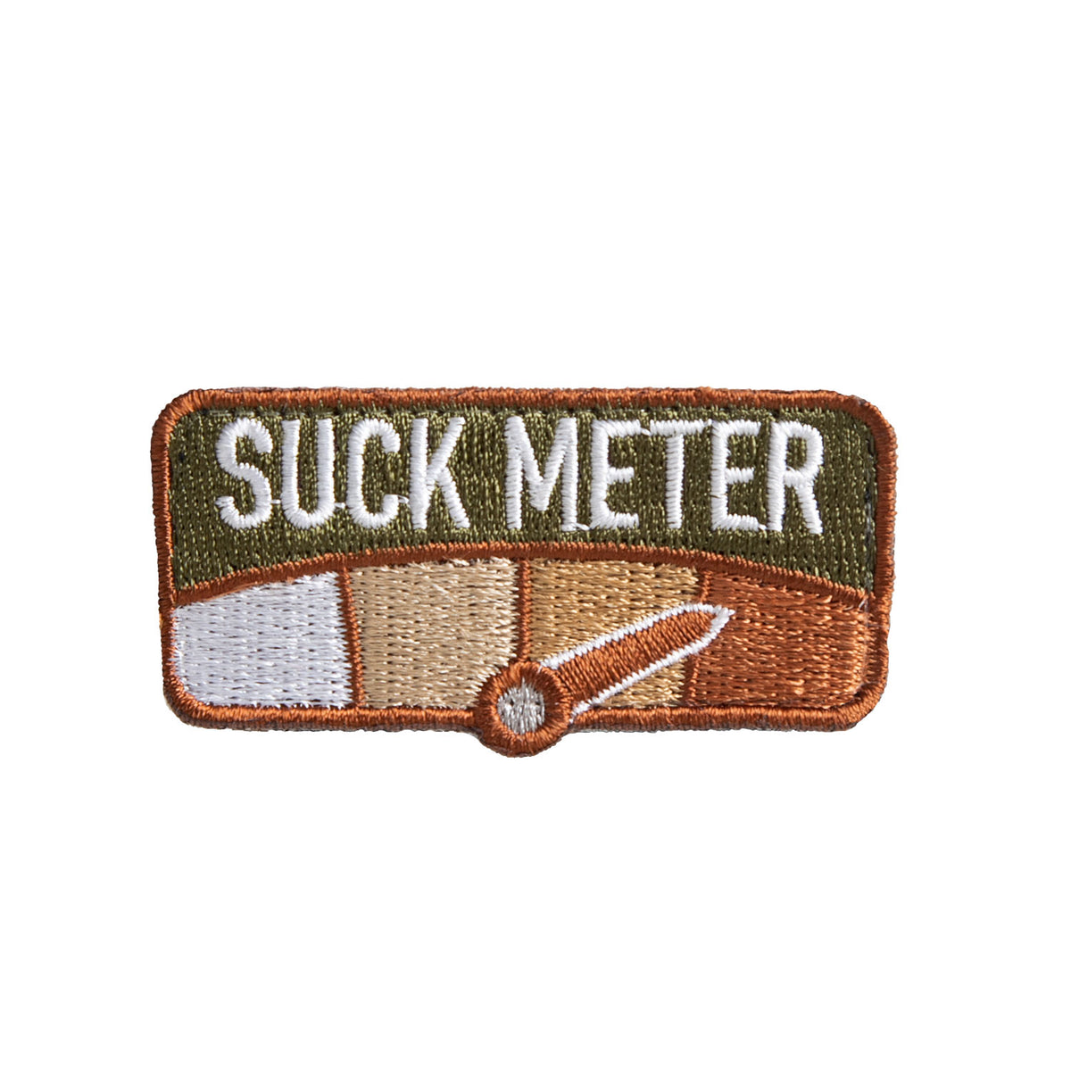 When the suck is off the charts, embrace it with Rothco’s Suck Meter Morale Patch  Suck Meter Patch In MultiCam Colors Morale Patch Measures: 2 ½” X 1 ¼” Hook Back Goes Well With Rothco’s Special Ops Jackets, Transport Packs, Tactical Vests And More Perfect Gift For Your Airsoft/Paintball Friends www.moralepatches.com.au