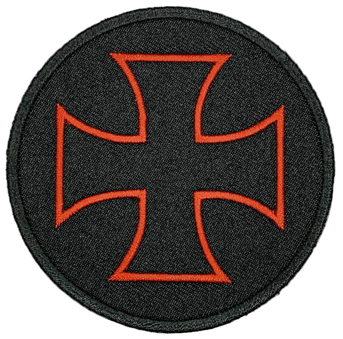 Iron Cross Red and Black Iron On Patch. Great for attaching to your jackets, shirts, pants, jeans, hats.  Size: 7.62cm