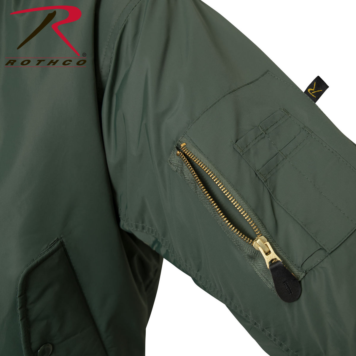 We took our classic MA-1 Flight Jacket and added an enhanced Nylon Outershell - offering maximum protection from the elements.   Fully Reversible Rescue Orange Nylon Lining Zippered Utility Pockets And Pen Pockets On The Left Arm For Easy Access Two Front Slash Pockets On The Outside And Inside The Jacket Zippered Front Closure With Classic MA-1 Pull Tab And Storm Flap Enhanced Nylon Material 100% Nylon Water Repellent Outer Shell MA-1 Flight Jacket With A Matte Finish SKU 2860