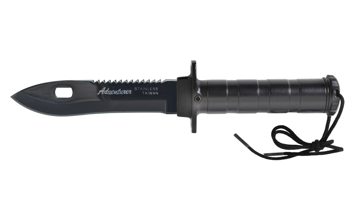 Rothco's Deluxe Survival Knife is the ultimate survival knife featuring a ton of essential tools to help you in any emergency situation. The blade length of the knife is 5 1/2 and the total length of the knife is 10 1/2.