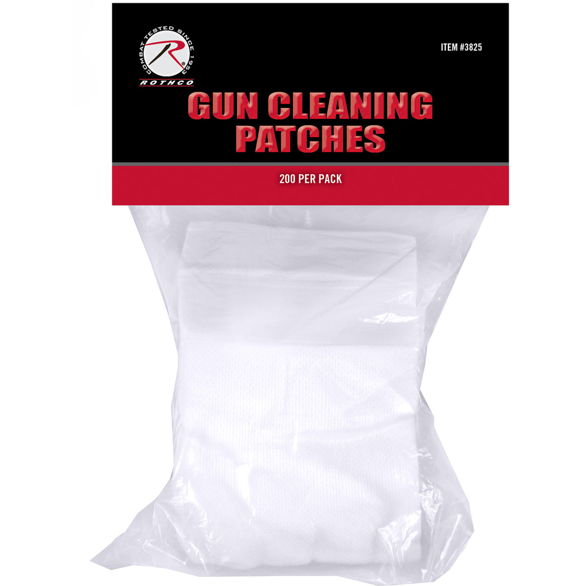 Keep your firearms clean with Rothco's Cotton Gun Cleaning Patches. The 3" x 3" 100% cotton gun cleaning patches are spun lace, not woven and can be cut to fit the desired size. Polybag contains 200 patches. www.moralepatches.com.au