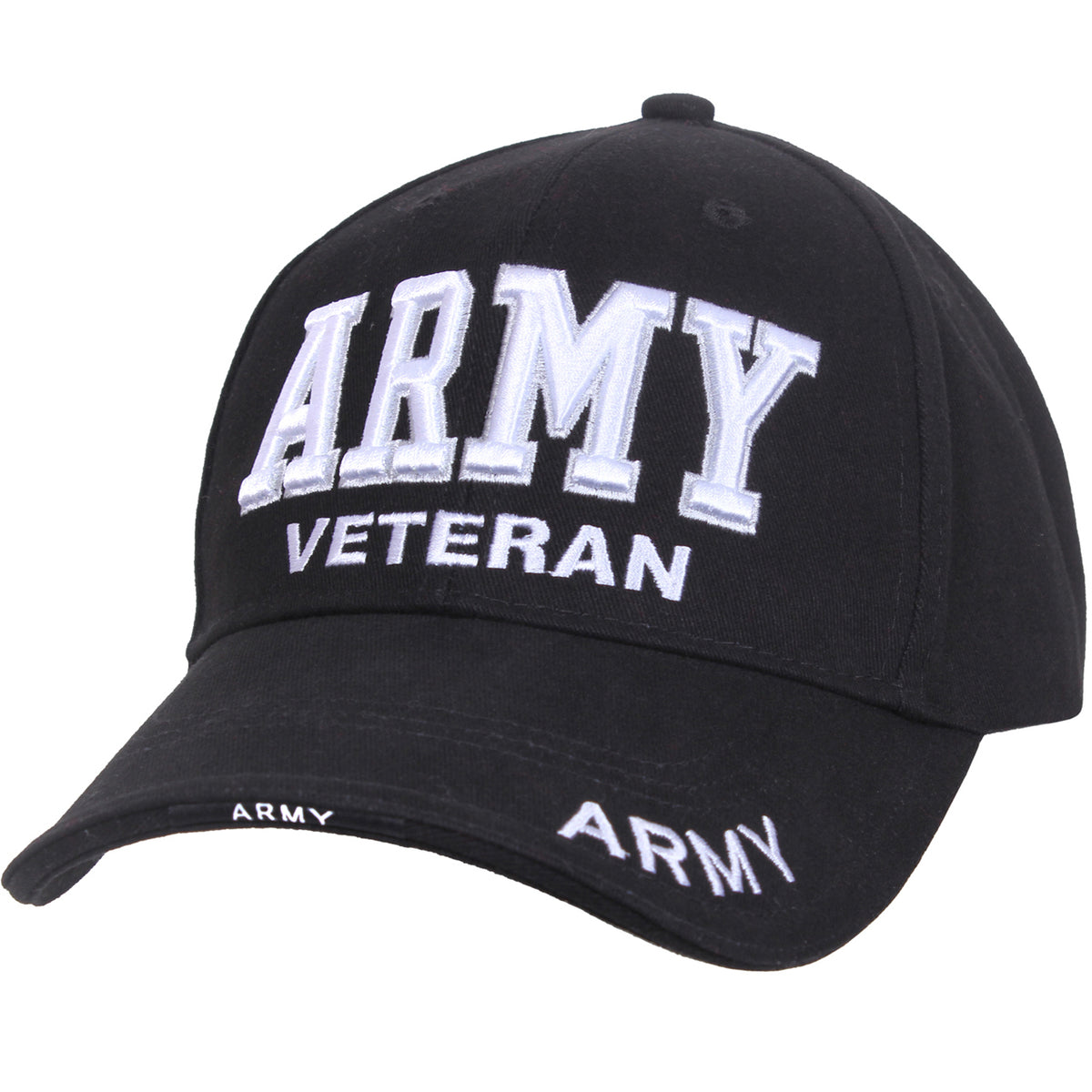 Deluxe Army Veteran Cap features large embroidered “Army Veteran” text on the front and upper brim.   Military Hat With Raised Embroidered “Army Veteran” Text On The Front Panel And Upper Brim Sandwich Brim With Woven Label Featuring “Army” Text “Veteran” Text Included On The Back Of The Army Cap Adjustable Hook And Loop Strap Closure Fits Most Head Sizes Soft Yet Durable 100% Brushed Cotton Twill Composition Ventilation Holes Encourage Cooling Airflow Internal Sweatband www.moralepatches.com.au