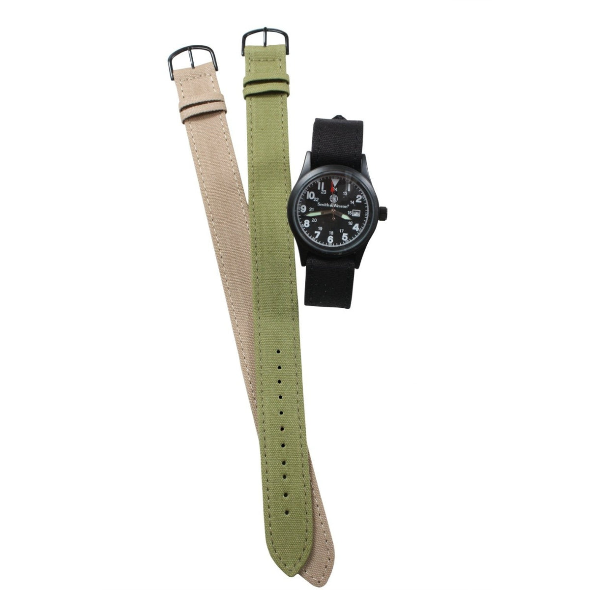 Watch Set Includes 3 Interchangeable Heavy Duty Canvas Watch Bands In Olive Drab, Black And Khaki, Helping To Maintain A Professional Look Matching Your Uniform www.moralepatches.com.au