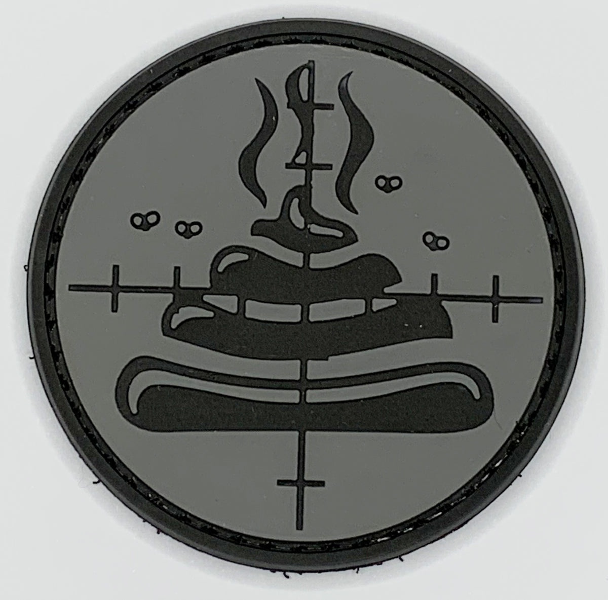 Shoot Shit PVC Patch Black and Grey, Velcro backed Badge. Great for attaching to your field gear, jackets, shirts, pants, jeans, hats or even create your own patch board.  Size: 6cm