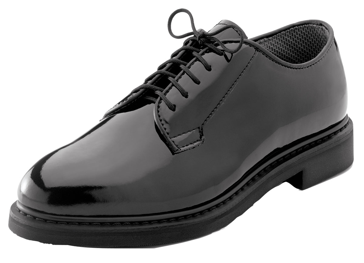   If your a cadet or in the ADF, these high-shine boots are the perfect option to go with your polyesters.  Good quality, lightweight for those perfect parade turns.      High Gloss Uniform Oxfords     Lightweight Construction With A Mirror Finish For Easy Care     Oil Resistant Polyurethane Coating     Removable Cushion Sole For Added Comfort     Fully Stitched Soles     Traditional Goodyear Welt Provides Improved Durability And Lifespan