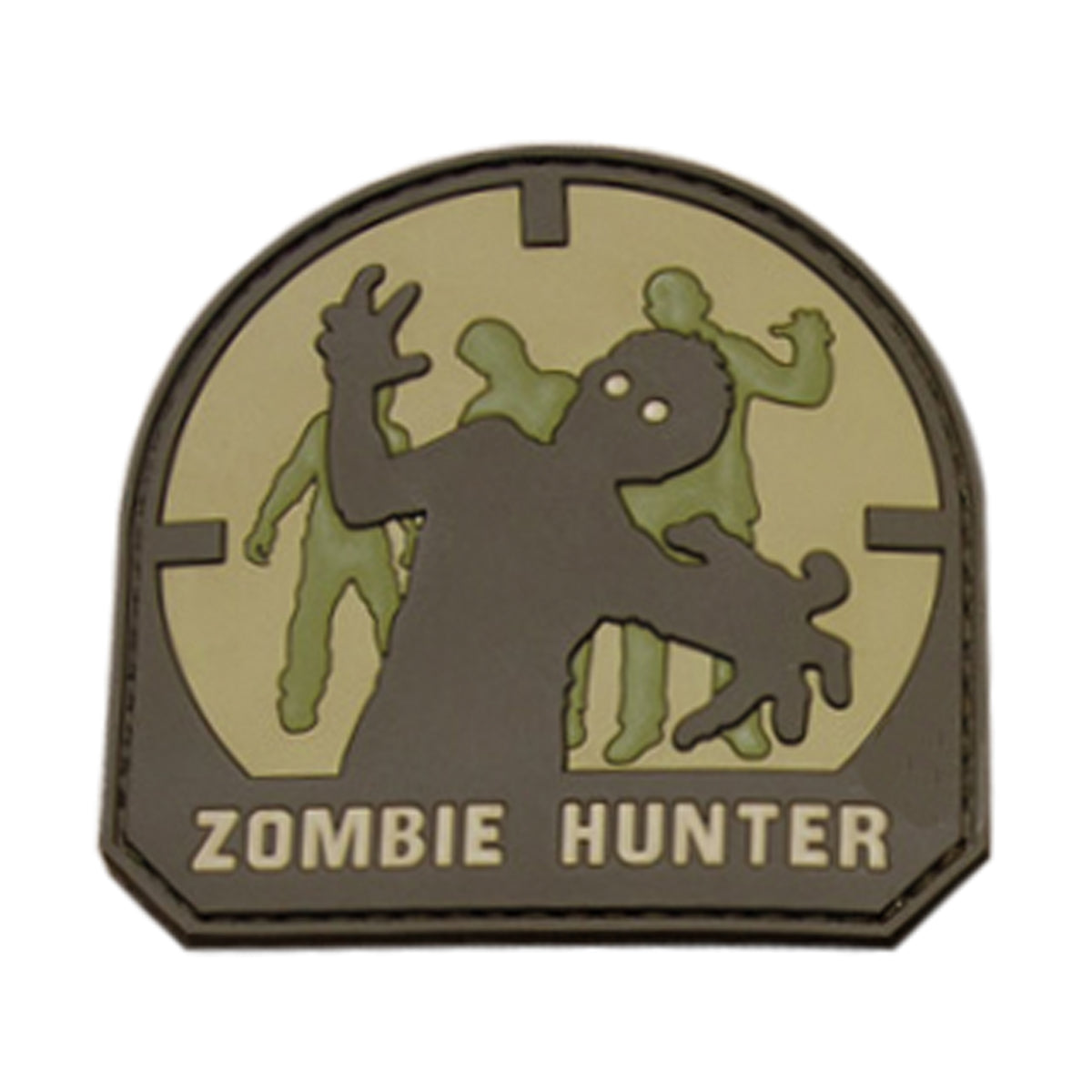 Zombie Hunter - Small PVC Patch, Velcro backed Badge. Great for attaching to your field gear, jackets, shirts, pants, jeans, hats or even create your own patch board.  Size: 5x5cm  moralepatches.com.au