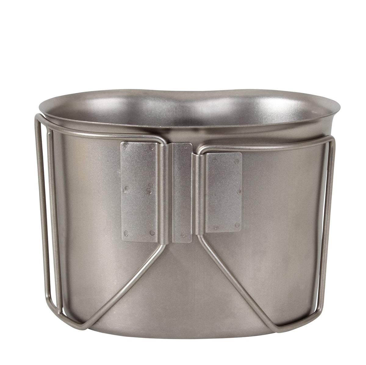 Stainless Steel Canteen Cup Has A Capacity Of 24oz. Army Canteen Cup Fits Under All One Quart Plastic Canteens Canteen Container Features A Butterfly Handle That Can Extend Out 2 3/4" And Has A 3 1/8” Hand Opening To Ensure A Sturdy Hold G.I. Canteen Cup Measures: Top- 5 1/4” X 3 1/4”; Bottom- 4 1/2” X 2 7/8”; Height- 3 3/4” Perfect For Any Outdoor Situation The Perfect Cooking Cup To Take Out Bush For Cadets