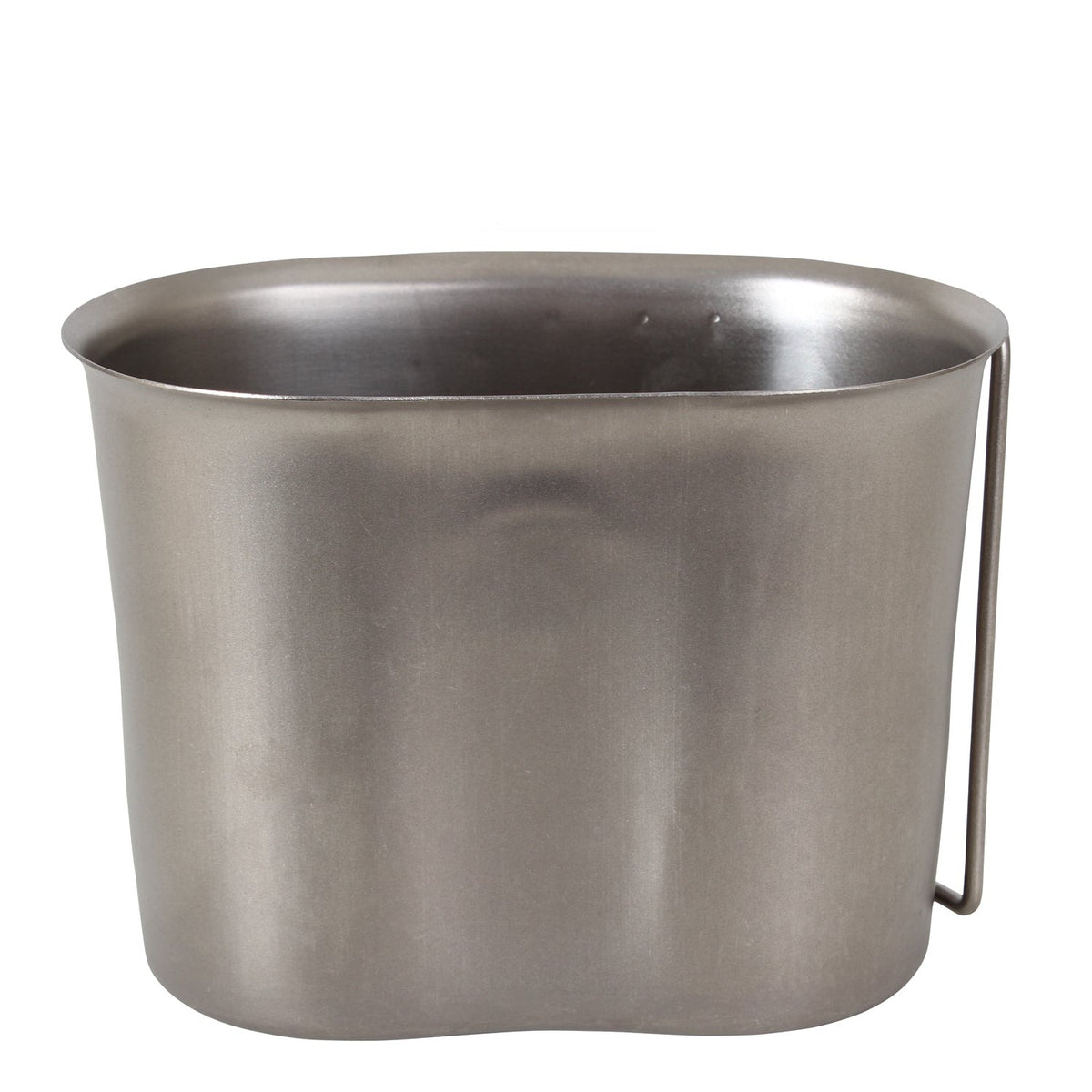 Stainless Steel Canteen Cup Has A Capacity Of 24oz. Army Canteen Cup Fits Under All One Quart Plastic Canteens Canteen Container Features A Butterfly Handle That Can Extend Out 2 3/4" And Has A 3 1/8” Hand Opening To Ensure A Sturdy Hold G.I. Canteen Cup Measures: Top- 5 1/4” X 3 1/4”; Bottom- 4 1/2” X 2 7/8”; Height- 3 3/4” Perfect For Any Outdoor Situation The Perfect Cooking Cup To Take Out Bush For Cadets