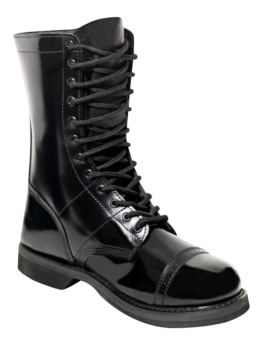   The ultimate pair of military jump boots! Rothco’s Leather Army Jump Boots are specifically designed to absorb impact, increase traction, and decrease moisture.       Cushioned Insole Aids In Protecting Your Feet By Reducing Impact From Jumping And Striking     Oil Resistant Beveled Outsole Provides Reinforced Grip For Better Traction While You Are On The Move