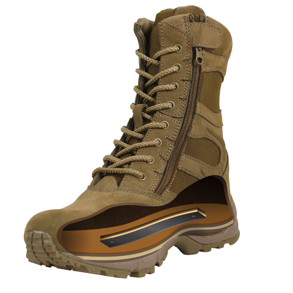 Designed like a running shoe, Rothco's Forced Entry 8" Deployment Boot with Side Zipper offers optimal comfort, support, and stability. 