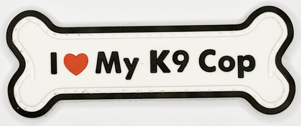 Love My K9 Cop PVC Patch, Velcro backed Badge. Great for attaching to your field gear, jackets, shirts, pants, jeans, hats or even create your own patch board.  Size: 8x3cm