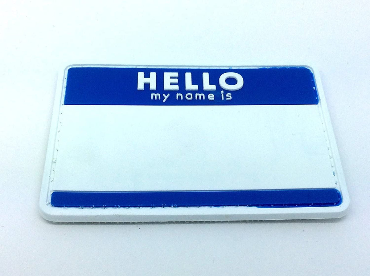 Hello My Name is PVC Patch, Velcro backed Badge. Great for attaching to your field gear, jackets, shirts, pants, jeans, hats or even create your own patch board.  Size: 8.5x5.5cm