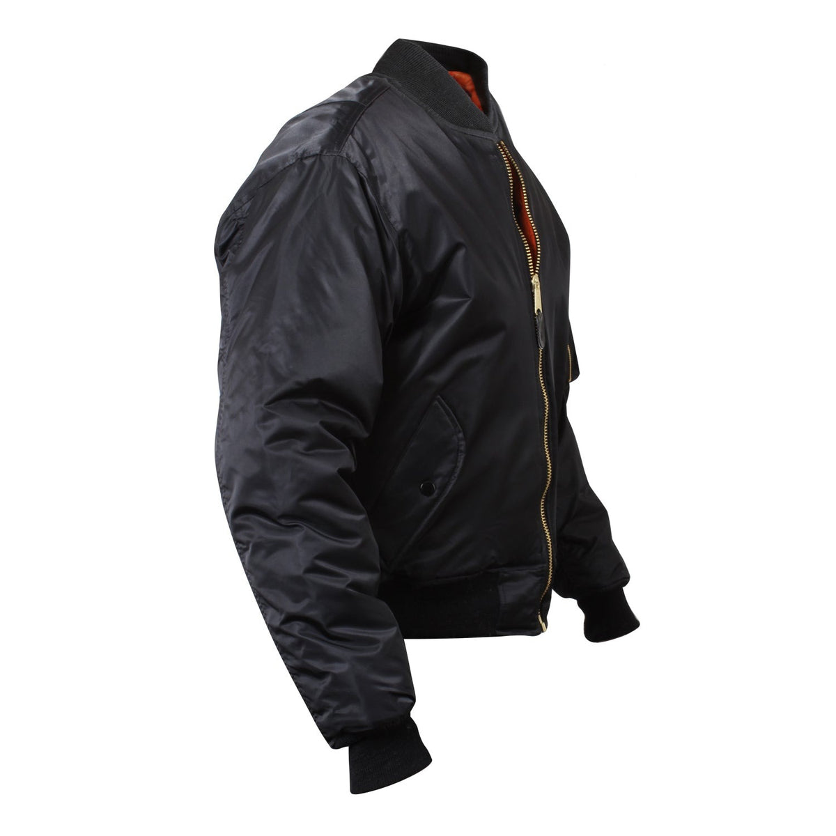 Rothco's MA-1 Flight Jacket features a fully reversible rescue orange polyester lining, and a 100% nylon water repellent outer shell to give a classic bomber jacket look.