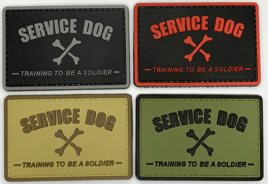SERVICE DOG Training to be a Soldier PVC Patch, Velcro backed Badge. Great for attaching to your field gear, jackets, shirts, pants, jeans, hats or even create your own patch board.  Size: 7.5x5cm