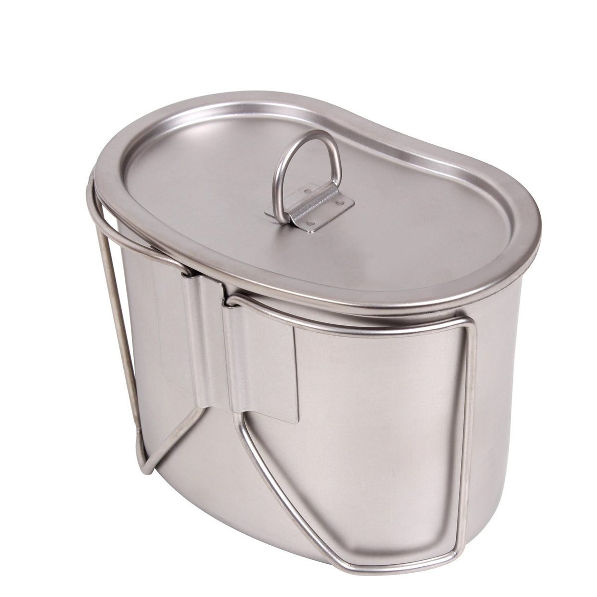 Rothco's Stainless Steel Canteen Cup and Cover Set is ideal for camping, bug out bags, and cooking.   Durable Heavy Gauge Stainless Steel Cup And Cover Set Convenient Lid Helps Keep Water Or Food Fresh Butterfly Handle Makes It Easy To Hold And Use Measures: 4 1/2" X 2 7/8" (Bottom), 5 1/4" X 3 1/4" (Top), And 3 3/4" (Height) Ideal For Camping, Hiking, Or Bug Out Bags