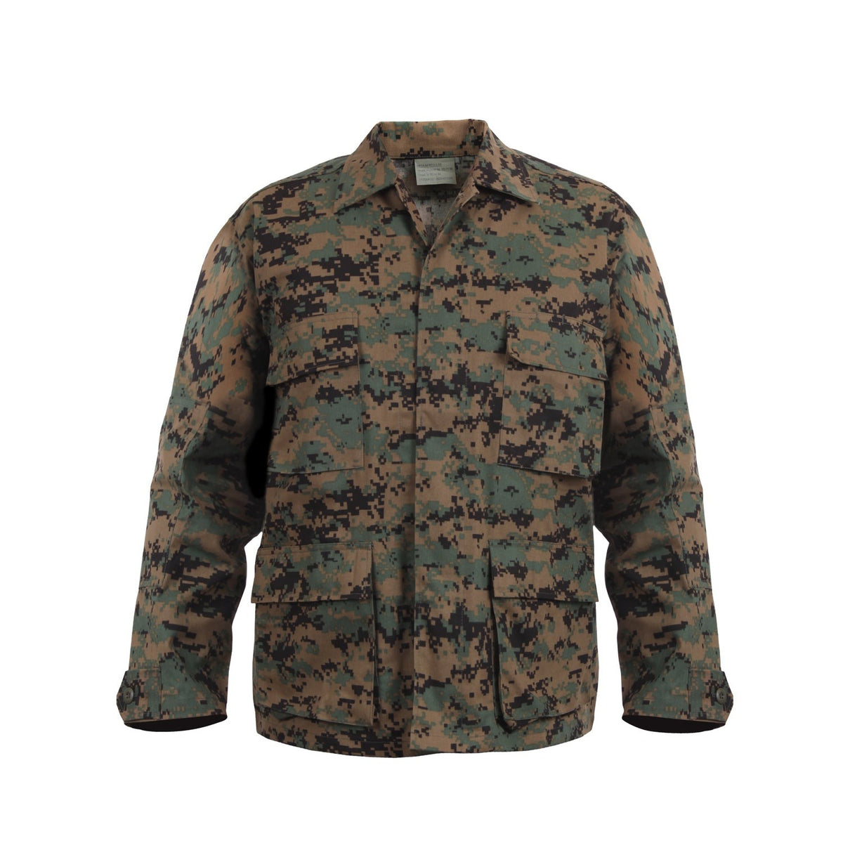 Rothco's B.D.U. Shirts feature a Poly/Cotton Twill material that is durable yet comfortable. The BDU Shirt Jacket offers maximum utility with four large button-down bellowed pockets and front button pocket with a secure flap closure and adjustable button tab cuff sleeves.