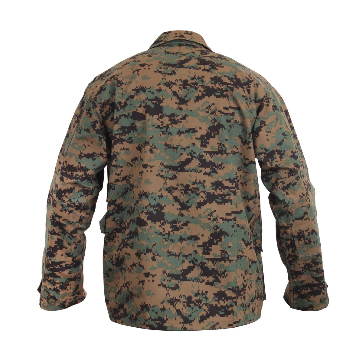 Rothco's B.D.U. Shirts feature a Poly/Cotton Twill material that is durable yet comfortable. The BDU Shirt Jacket offers maximum utility with four large button-down bellowed pockets and front button pocket with a secure flap closure and adjustable button tab cuff sleeves.