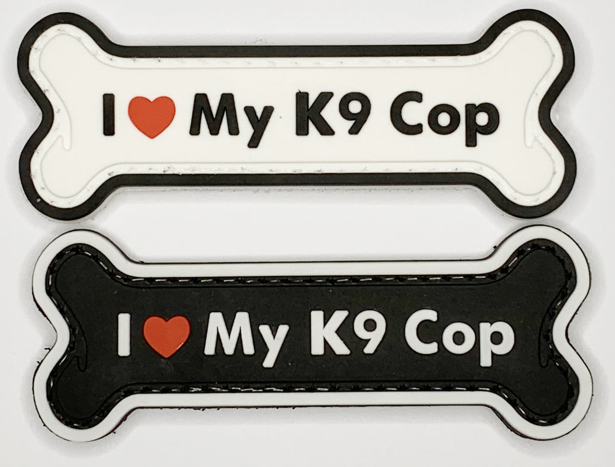 Love My K9 Cop PVC Patch, Velcro backed Badge. Great for attaching to your field gear, jackets, shirts, pants, jeans, hats or even create your own patch board.  Size: 8x3cm