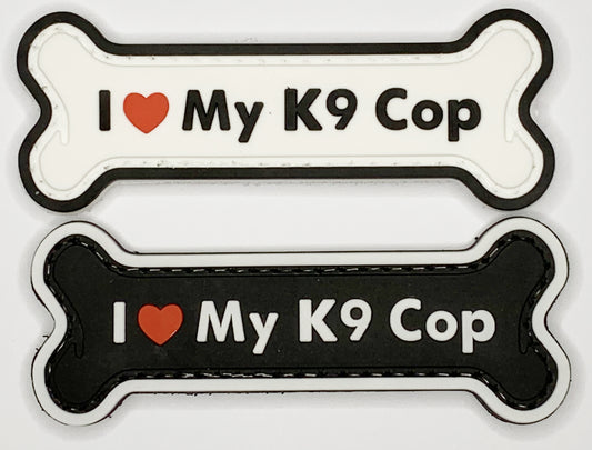 Love My K9 Cop PVC Patch, Velcro backed Badge. Great for attaching to your field gear, jackets, shirts, pants, jeans, hats or even create your own patch board.  Size: 8x3cm