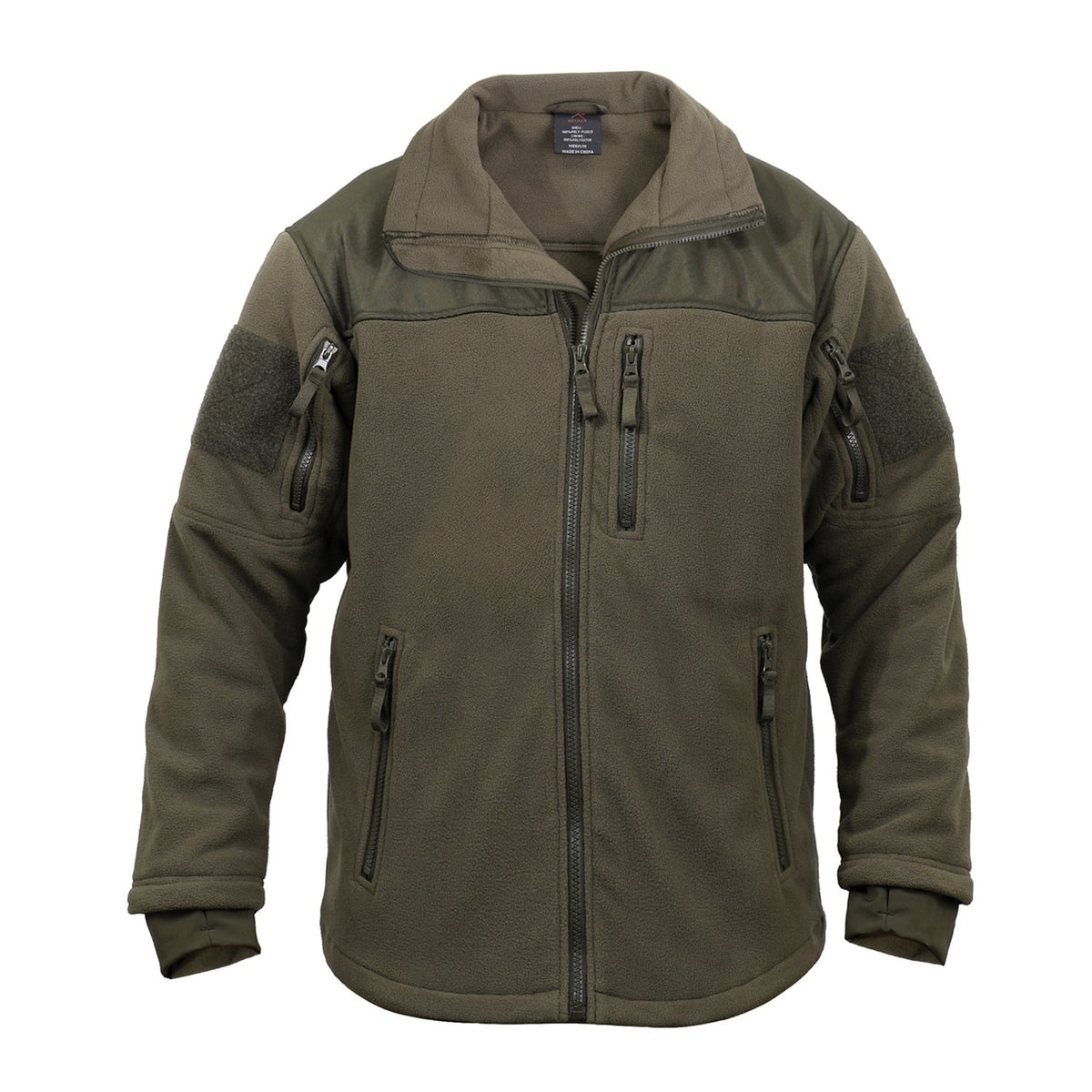100% Heavyweight Polyester Fleece Interior Tricot Lining For Added Warmth All Pockets Feature Zipper Closures And Zipper Pulls 2 Shoulder Pockets With 3 ¾” Square Loop Field For Patches Left Chest Pocket And 2 Front Slash Pockets Mandarin Collar And Hanging Hook Internal Main Zipper Flap Drawstring Waist For Comfortable Fit Foldout Cuffs With Thumbholes Keep Sleeves In Place Shoulder And Forearm Yokes