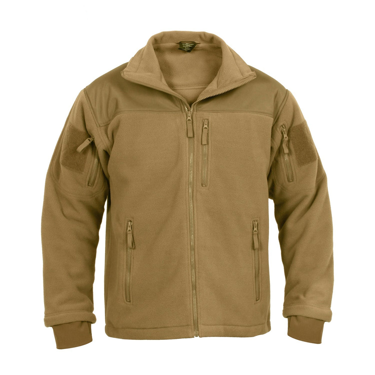 100% Heavyweight Polyester Fleece Interior Tricot Lining For Added Warmth All Pockets Feature Zipper Closures And Zipper Pulls 2 Shoulder Pockets With 3 ¾” Square Loop Field For Patches Left Chest Pocket And 2 Front Slash Pockets Mandarin Collar And Hanging Hook Internal Main Zipper Flap Drawstring Waist For Comfortable Fit Foldout Cuffs With Thumbholes Keep Sleeves In Place Shoulder And Forearm Yokes