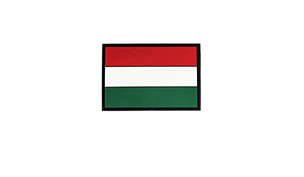 Hungary Flag PVC Patch, Velcro backed Badge. Great for attaching to your field gear, jackets, shirts, pants, jeans, hats or even create your own patch board.  Size: 7.5x5cm