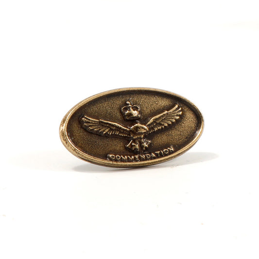 This Replica Air Force Commendation Gold to help protect your originals. This miniature commendation is perfectly sized and available now ready for wear. Order yours today and keep your original miniature commendations safe.  Specifications:  Material: Gold-plated zinc-alloy Colour: Gold Size: Miniature www.moralepatches.com.au