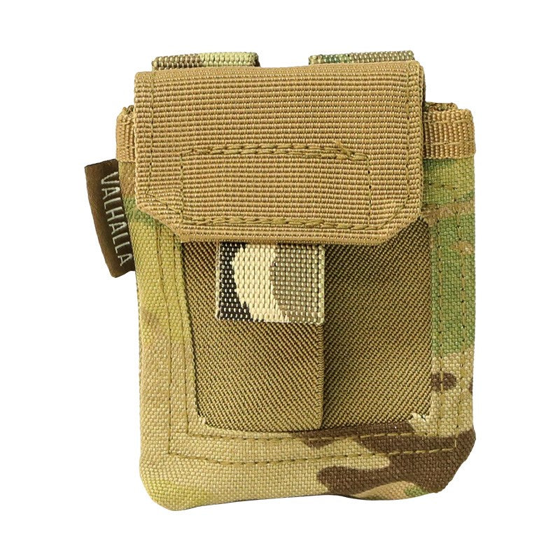 Overlapping elastic for quick access Holds three to four pairs of gloves Multiple carrying options: Molle, Belt, Carabiner MOLLE compatible Overall dimensions: 4"H x 3.5"W x .75"D