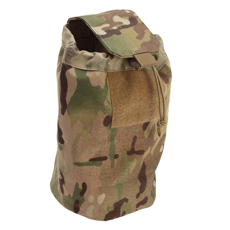The VALHALLA expandable dump pouch is designed to provide extra storage space in the heat of the battle. When not in use it remains folder and low profile.   Features:  One-hand accessibility Water and weather resistant Molle compatible with durable Malice clips 25.5cm high when fully expanded 15.2cm drop-in main opening Double stitched seams Bartacking at major stress points