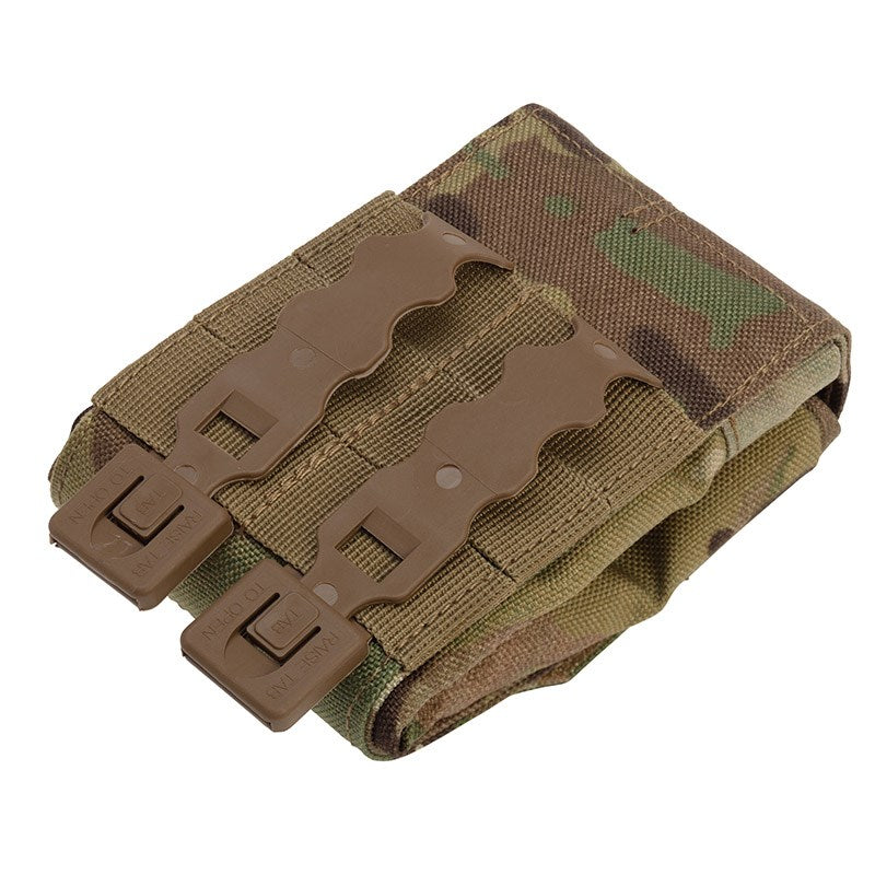 The VALHALLA expandable dump pouch is designed to provide extra storage space in the heat of the battle. When not in use it remains folder and low profile.   Features:  One-hand accessibility Water and weather resistant Molle compatible with durable Malice clips 25.5cm high when fully expanded 15.2cm drop-in main opening Double stitched seams Bartacking at major stress points