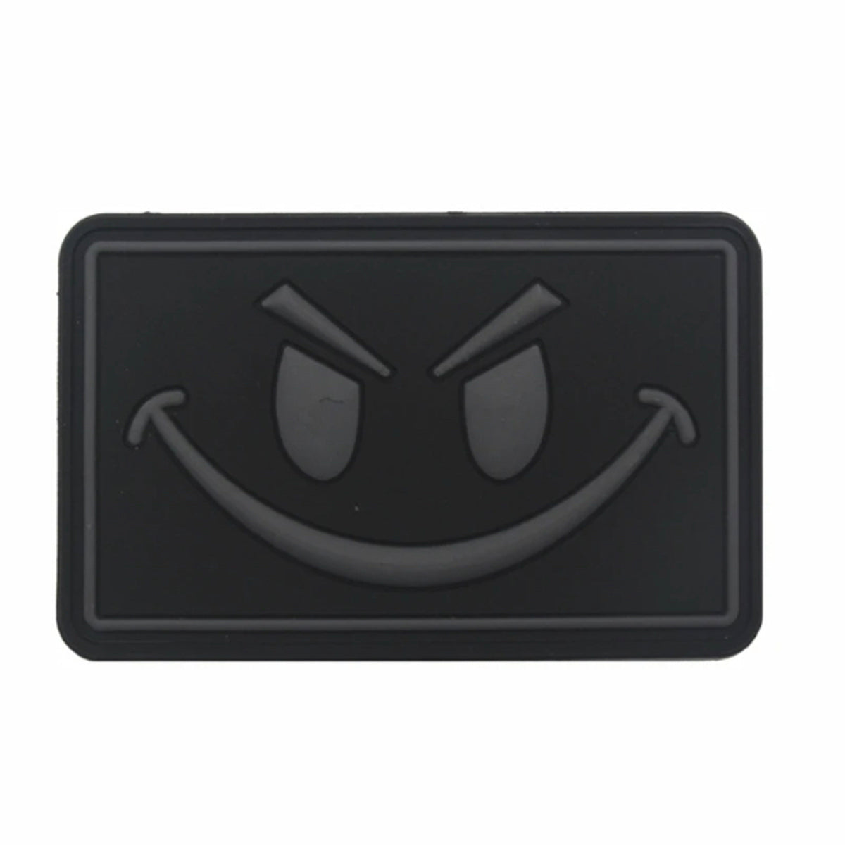 Big Evil Smiley PVC Patch Large, Velcro backed Badge. Great for attaching to your field gear, jackets, shirts, pants, jeans, hats or even create your own patch board. Size: 8x5cm www.moralepatches.com.au