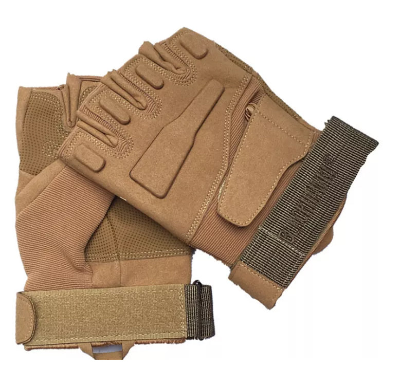 One Size Fits Most from small to large, definitely not XL or above. The velcro tightener helps keep everything firm as we put this through a rough 2 day combat test.  Great set of gloves for Military, cadets, scouts, hiking, hunting, outdoor sports or riding a motorbike.  Heavy duty  Adjustable velcro  Anti-slip material in the palm for better grip  Reinforced carbon fibre knuckle area  Light weight  Breathable fabric