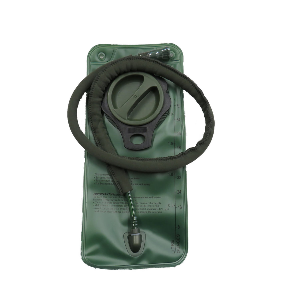 2LT EVA bladder  Wide mouth fitting  Screw in hose attachment  Neoprene hose cover  Bite valve with valve cap  Good entry level hydro bladder
www.moralepatches.com.au