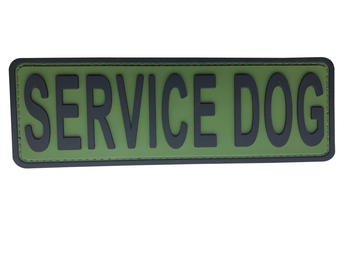 Large Service Dog PVC Patch - Various Colours, Velcro backed Badge. Great for attaching to your field gear, jackets, shirts, pants, jeans, hats or even create your own patch board.  Size: 15x5cm
