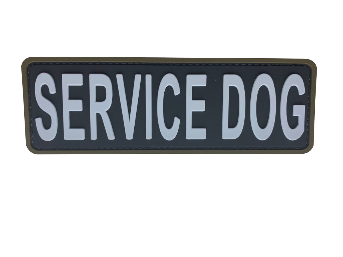 Large Service Dog PVC Patch - Various Colours, Velcro backed Badge. Great for attaching to your field gear, jackets, shirts, pants, jeans, hats or even create your own patch board.  Size: 15x5cm