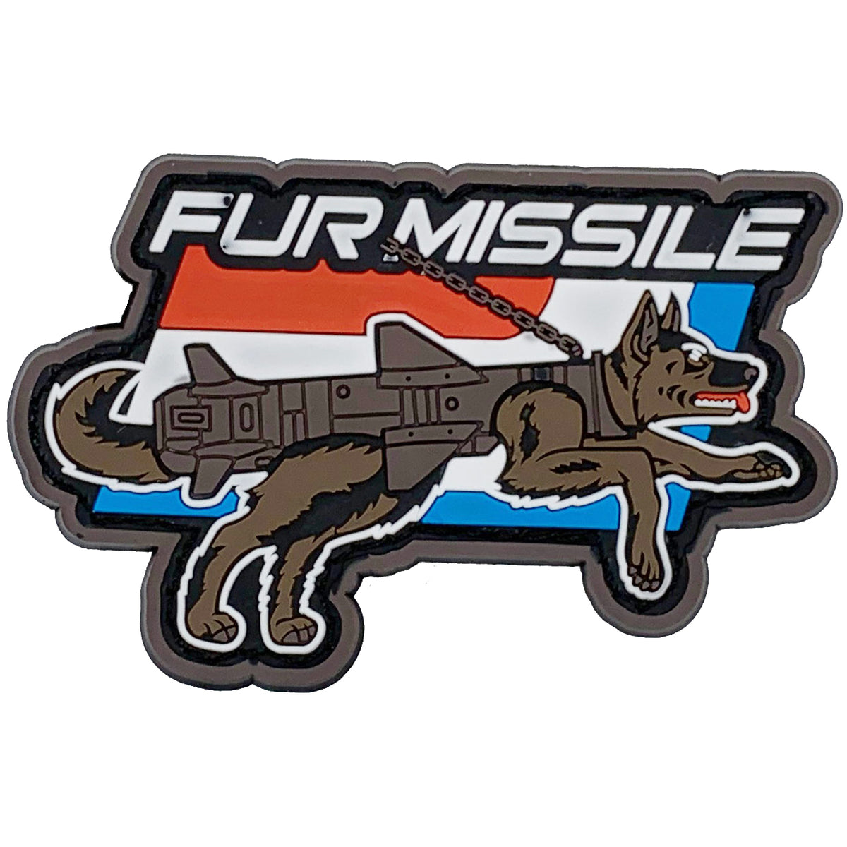 Fur Missile PVC Patch.   Size: 9x5.6cm www.moralepatches.com.au