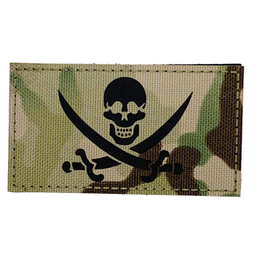 Pirate Laser Cut Multicam Patch Hook & Loop.   Size: 9x5cm   HOOK AND LOOP BACKED PATCH(BOTH PROVIDED)