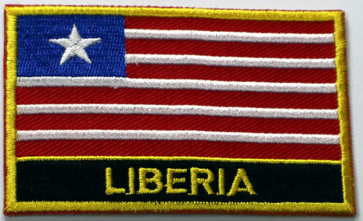 Liberia Flag Iron On Patch. Great for attaching to your jackets, shirts, pants, jeans, hats.  Size: 8x5cm