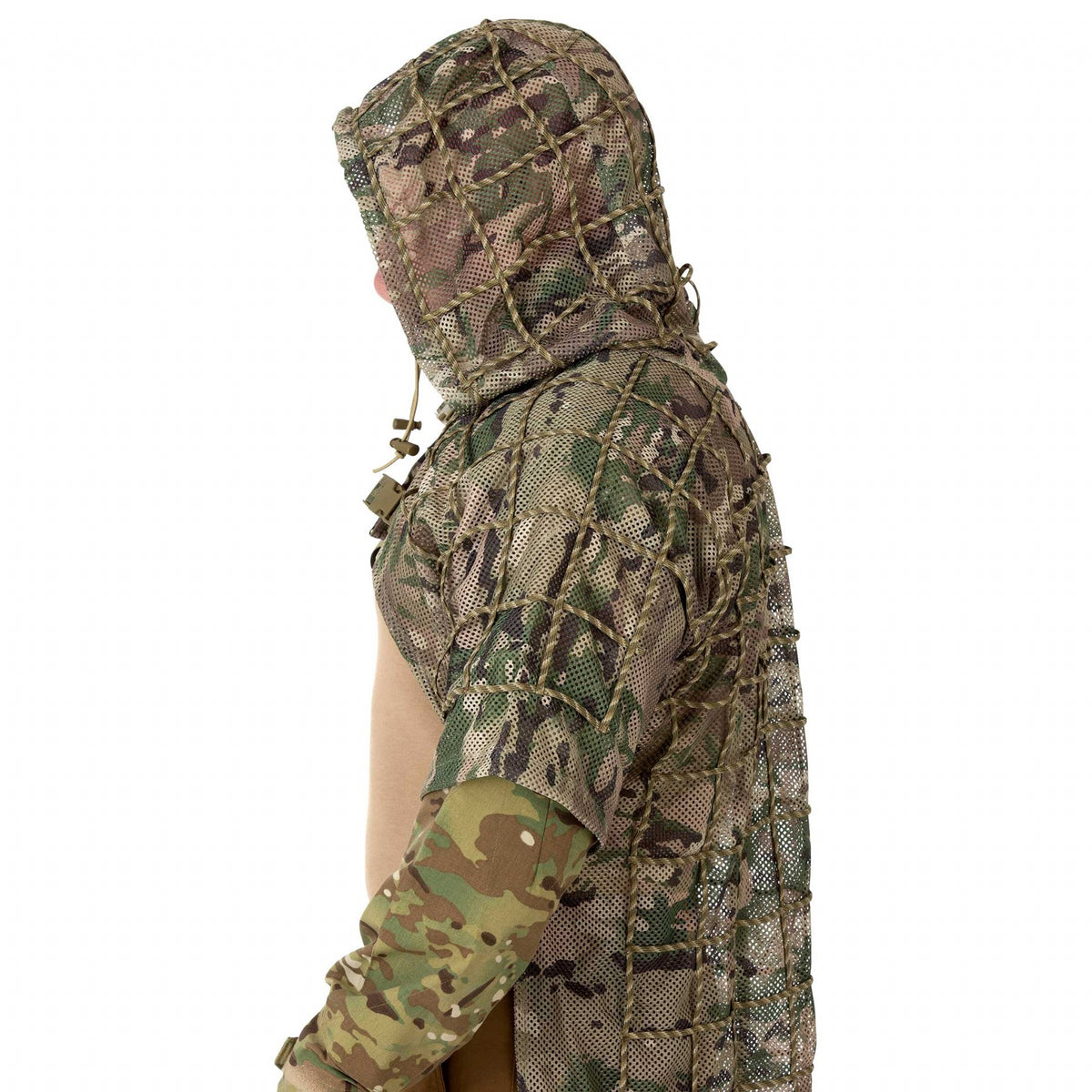 The Ghillie suit is designed for Military and Law Enforcement who require visual camouflage and concealment. It features an integrated hood and wide 550 cord grid work for garnish and foliage attachment. www.moralepatches.com.au