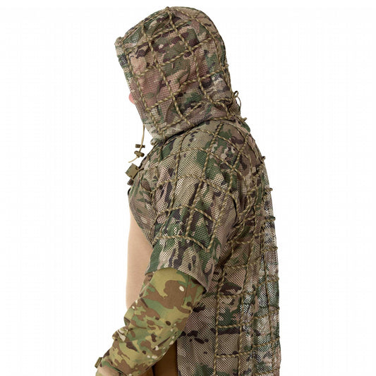 The Ghillie suit is designed for Military and Law Enforcement who require visual camouflage and concealment. It features an integrated hood and wide 550 cord grid work for garnish and foliage attachment. www.moralepatches.com.au