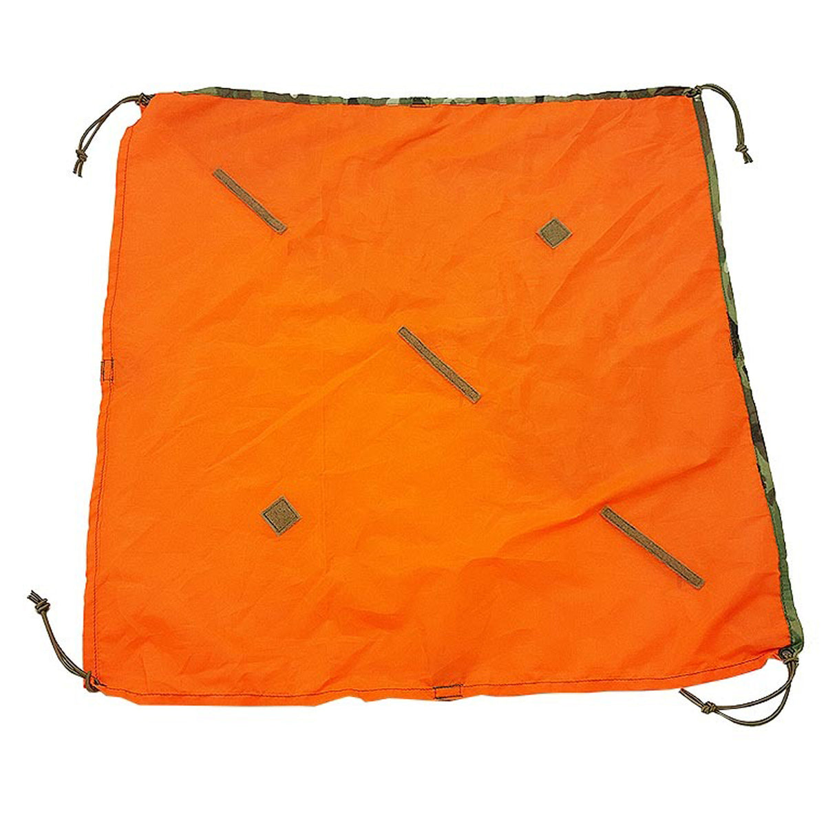 SORD Marker Panel - Lightweight design, only 70 grams - Full size is 58 cm square. - Folded size is 81cm accross the bottom edge, 40cm high. - Velcro loop attachment points for IFF. - Elastic loop points for cyalume's. - Elasticised tie down points on each corner. - Small velcro pocket for adding weight. - One side blaze orange. - One side multicam and can be unfolded to half orange and half multicam. www.moralepatches.com.au
