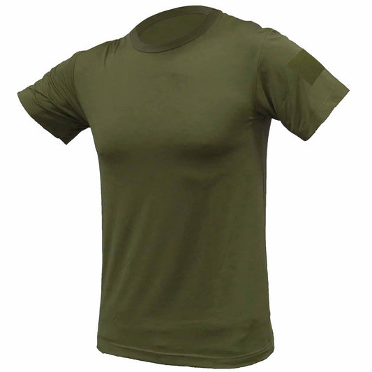 The quickdry fabric is designed to effectively move moisture away from the skin and through the fabric to the outer layer allowing for increased comfort Made from moisture wicking, hydrophobic polyester/ spandex material, and is an easy fit to full stretch Featuring a crew neck design, UV protection and easy care material, there is no need to iron.  Just wash, dry and wear! This new style quickdry shirt has a shoulder patch for you to put a velcro patch on. www.moralepatches.com.au